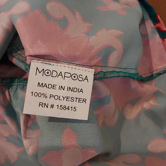 Moda Posa Silky Printed Puff Sleeve Tiered Maxi Dress - Picture 8 of 8